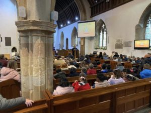 church full of school children